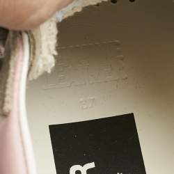 Pre Owned Golden Goose Grey/Pink Suede and Leather Mid Star Sneakers Size 37