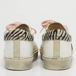 Pre Owned Golden Goose White Calf Hair and Leather Hi Star Lace Up Sneakers Size 35
