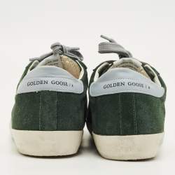Pre Owned Golden Goose Superstar Size 38 Green Leather Lace Up Sneakers