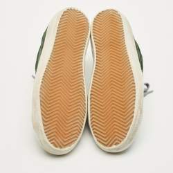 Pre Owned Golden Goose Superstar Size 38 Green Leather Lace Up Sneakers