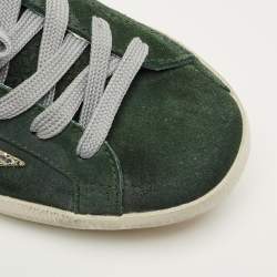 Pre Owned Golden Goose Superstar Size 38 Green Leather Lace Up Sneakers
