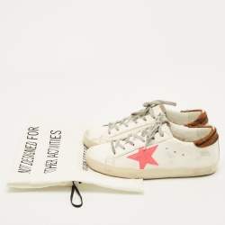 Pre Owned Golden Goose Superstar Size 38 White Calf Hair and Leather Lace Up Sneakers