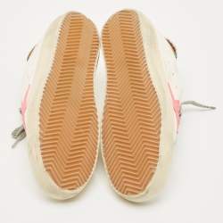 Pre Owned Golden Goose Superstar Size 38 White Calf Hair and Leather Lace Up Sneakers