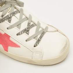 Pre Owned Golden Goose Superstar Size 38 White Calf Hair and Leather Lace Up Sneakers
