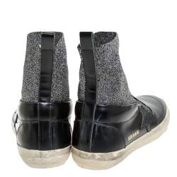 Golden Goose Black Leather and Elastic Fabric Hanami Sock Slip On Sneakers Size 39