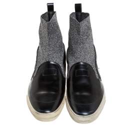 Golden Goose Black Leather and Elastic Fabric Hanami Sock Slip On Sneakers Size 39