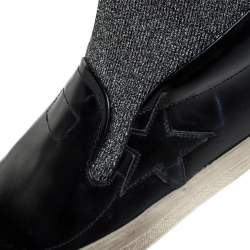 Golden Goose Black Leather and Elastic Fabric Hanami Sock Slip On Sneakers Size 39