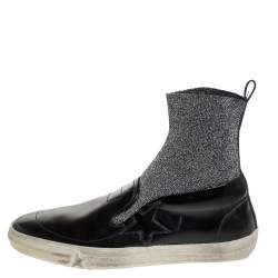 Golden Goose Black Leather and Elastic Fabric Hanami Sock Slip On Sneakers Size 39