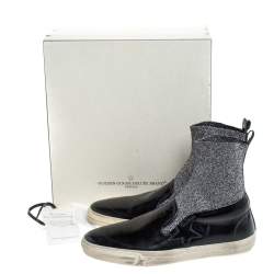 Golden Goose Black Leather and Elastic Fabric Hanami Sock Slip On Sneakers Size 39