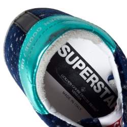 Pre Owned Golden Goose Deluxe Brand Blue Midnight Blue Navy Velvet Turquoise Tab Superstar Size 35