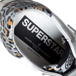 Pre Owned Golden Goose Deluxe Brand White Leather And Leopard Print Leather Superstar Sneakers Size 35