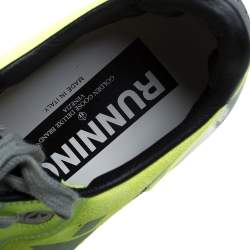 Pre Owned Golden Goose Neon Green PVC And Suede Leather Low Top Sneakers Size 38