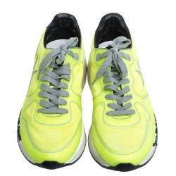 Pre Owned Golden Goose Neon Green PVC And Suede Leather Low Top Sneakers Size 38