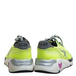 Pre Owned Golden Goose Neon Green PVC And Suede Leather Low Top Sneakers Size 38