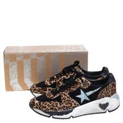 Pre Owned Golden Goose Brown/Black Pony Hair And Fabric Chunky Low Top Sneakers Size 40