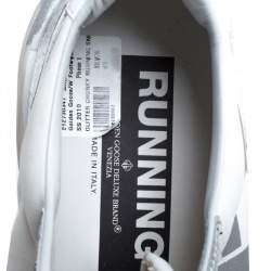 Pre Owned Golden Goose White/Silver Fabric And Leather Lace Up Sneakers Size 40