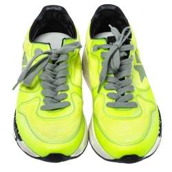 Pre Owned Golden Goose Neon Green PVC And Suede Low Top Sneakers Size 35