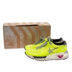 Pre Owned Golden Goose Neon Green PVC And Suede Low Top Sneakers Size 35