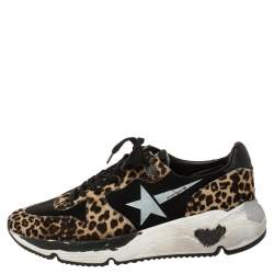Pre Owned Golden Goose Brown/Black Pony Hair And Fabric Chunky Low Top Sneakers Size 41