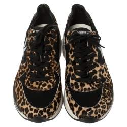 Pre Owned Golden Goose Brown/Black Pony Hair And Fabric Chunky Low Top Sneakers Size 41