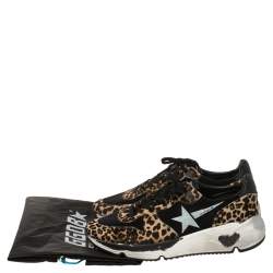 Pre Owned Golden Goose Brown/Black Pony Hair And Fabric Chunky Low Top Sneakers Size 41