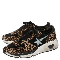 Pre Owned Golden Goose Brown/Black Pony Hair And Fabric Chunky Low Top Sneakers Size 41