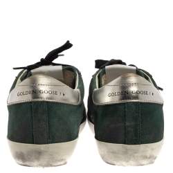 Pre Owned Golden Goose Green/Pink Suede Low-Top Superstar Sneaker Size 38