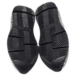 Pre Owned Golden Goose White Leather And Mesh Running Sole Crystal Star Zebra Print Sole Low Top Sneakers Size 38