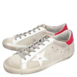 Pre Owned Golden Goose Grey Leather Superstar Sneakers EU 38