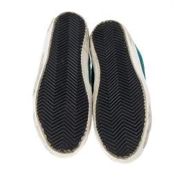 Pre Owned Golden Goose Green/White Velvet And Leather SuperStar Low Top Sneakers Size 38