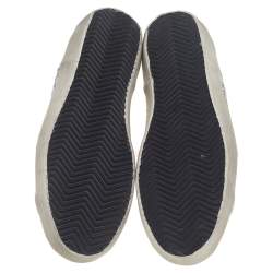 Pre Owned Golden Goose White Leather And Glitter Superstar Double Quarter Sneakers Size 40