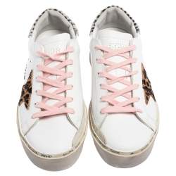 Pre Owned Golden Goose White Leather Hi Star Horsy Heel Low Top Sneakers Size 36