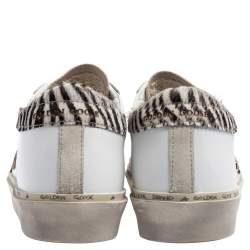 Pre Owned Golden Goose White Leather Hi Star Horsy Heel Low Top Sneakers Size 36