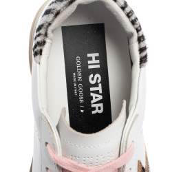 Pre Owned Golden Goose White Leather Hi Star Horsy Heel Low Top Sneakers Size 36