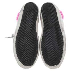 Pre Owned Golden Goose White/Pink Leather And Fur Super Star Low Top Sneakers Size 35