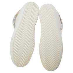 Pre Owned Golden Goose Grey/Silver Leather And Suede High Top Sneakers Size 37