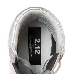 Pre Owned Golden Goose Grey/Silver Leather And Suede High Top Sneakers Size 37