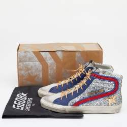 Golden Goose Multicolor Suede And Glitter GGDB Slide High Top Sneakers Size 37