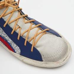 Golden Goose Multicolor Suede And Glitter GGDB Slide High Top Sneakers Size 37