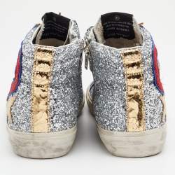 Golden Goose Multicolor Suede And Glitter GGDB Slide High Top Sneakers Size 37