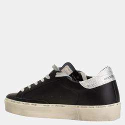 Pre Owned Golden Goose Black/Silver leather silver laminated star Hi Star Sneaker Size EU 38