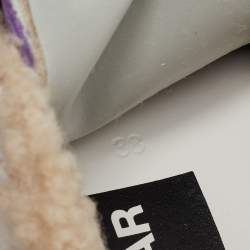 Pre Owned Golden Goose White/Purple Leather and Glitter Super Star Sneakers Size 38