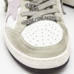 Golden Goose White/Grey Leather and Suede Ballstar Low Top Sneakers Size 37