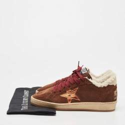 Golden Goose Brown Suede and Fur Ball Star Low Top Sneakers Size 38