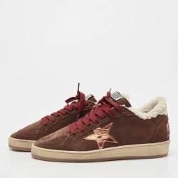 Golden Goose Brown Suede and Fur Ball Star Low Top Sneakers Size 38
