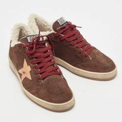Golden Goose Brown Suede and Fur Ball Star Low Top Sneakers Size 38
