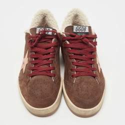 Golden Goose Brown Suede and Fur Ball Star Low Top Sneakers Size 38