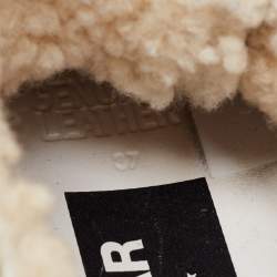 Pre Owned Golden Goose Beige Suede and Fur Ball Star Low Top Sneakers Size 37