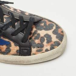 Pre Owned Golden Goose Multicolor Leopard Print Calf Hair Superstar Distressed Lace Up Sneakers Size 38