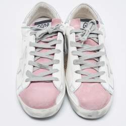 Pre Owned Golden Goose Tricolor Suede and Leather Superstar Sneakers Size 37